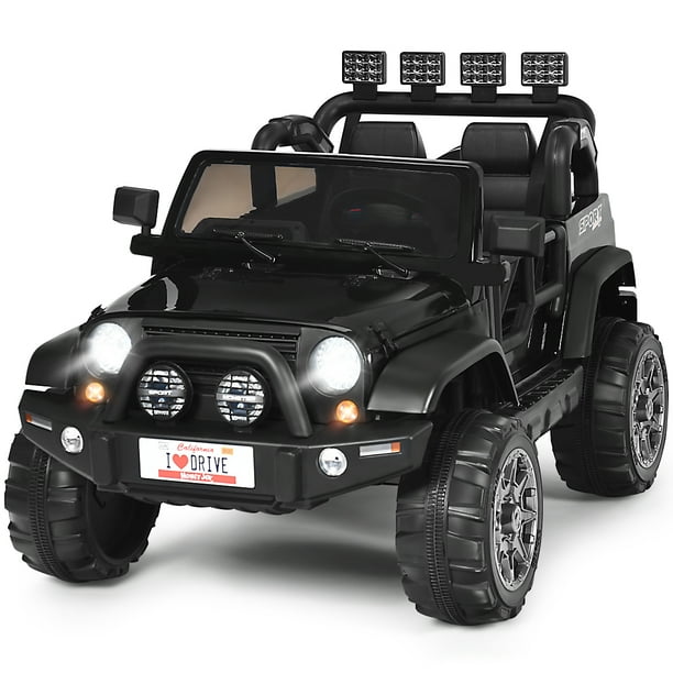 Topbuy 12V Electric Kids Ride On Truck Toys 2 Seater Jeep Car with Remote Control Black