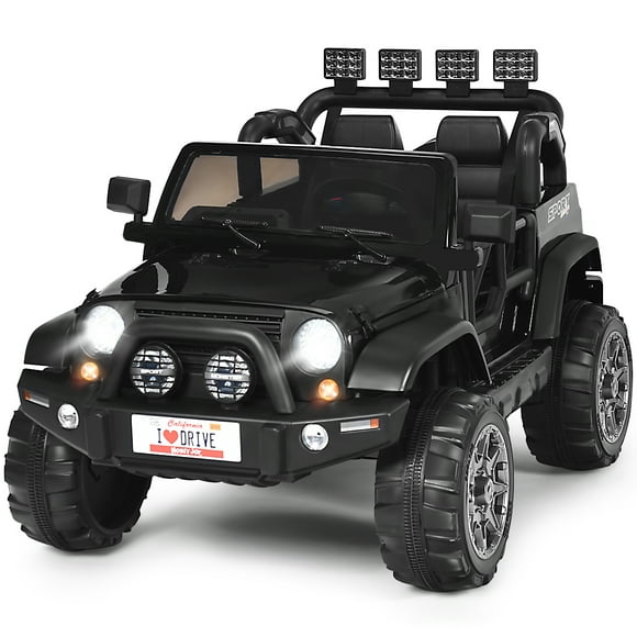Patiojoy 12V Electric Kids Ride On Truck Toys 2 Seater Jeep Car with Remote Control Black