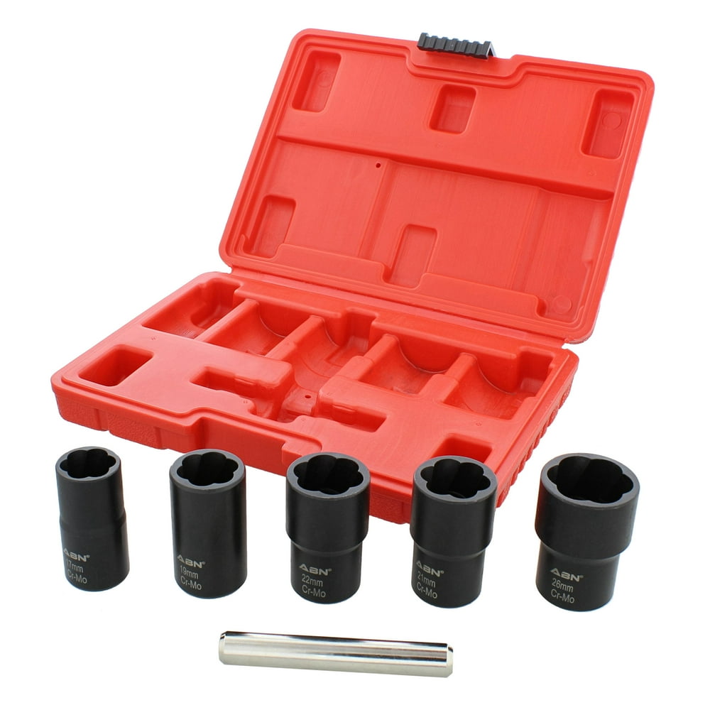 ABN 6pc Rounded Bolt Remover Stripped Bolt Extractor 17 to 26mm and Center Punch