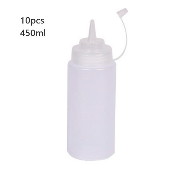 Botellas de plástico para salsa exprimible de 10 piezas, dispensador de tarro de salsa de tomate, contenedor de almacenamiento de mostaza de aceite, 450 ml kenally HA8810-03B