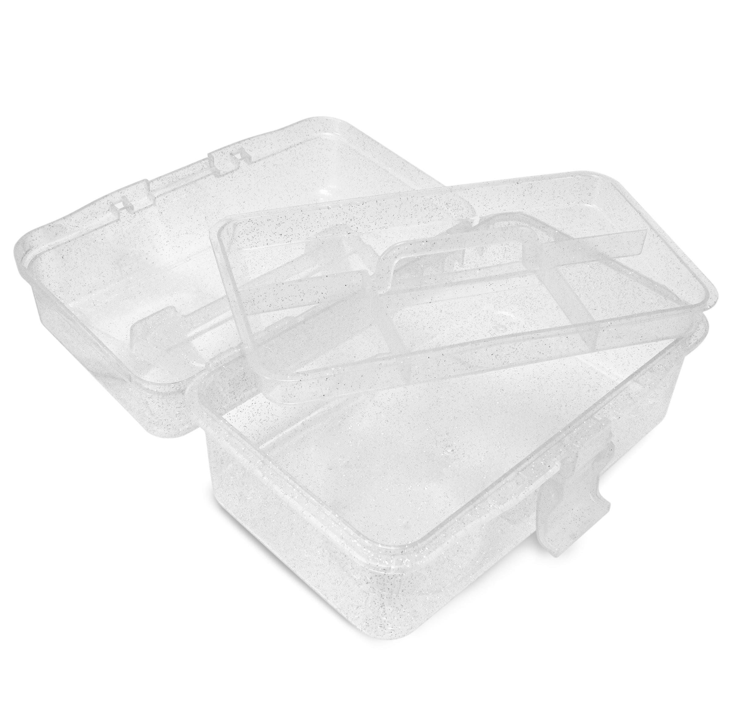 Hello Hobby Arts & Craft Storage Case with Lift Out Tray Clear with Glitter