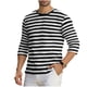 thumbnail image 5 of Ceisia Men's Spring Summer Casual Regular Fit Crew Neck Three-Quarter Sleeve T-Shirt Multi-Color Striped Cotton-Like Jersey Stretch Fabric Black XXL Gifts, 5 of 6