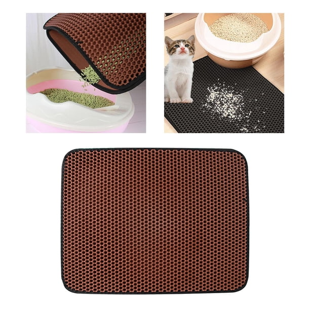 Alfombra grande para arena para Alfombra impermeable fácil de limpiar Alfombra antideslizante Caja de arena para mascotas Almohadilla para pies - color 40x50cm Brown 40x50cm Yinane Alfombrillas de basura para gatos