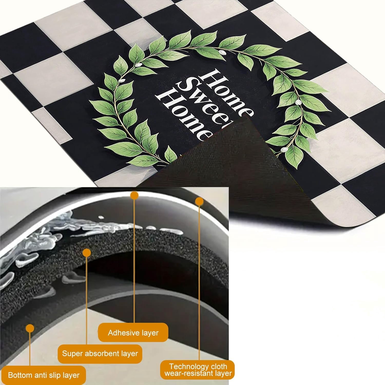 Sweet Home Stove Top Cover for Electric 28x20 Inch Diatomite Kitchen Decor Glass Cooktop Protector Countertop Mat with Black and White Checker Design Stovetop Covers for Kitchen Coffe Bar