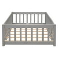 thumbnail image 6 of Twin size Floor Platform Bed for Kids, Wood Platform Bed with Safety Guardrails and Door, Low Profile Montessori Bed Frame with Slats Support, Easy Assembly,No Box Spring Needed ,Grey, 6 of 9