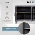 thumbnail image 2 of Retro Wooden Sideboard with 4 Door, Adjustable Shelves and Metal Handles,Large Storage Buffet Storage Cabinet for Kitchen, Living Room, Dining Room (Light Gray-4 Door Cabinet), 2 of 9