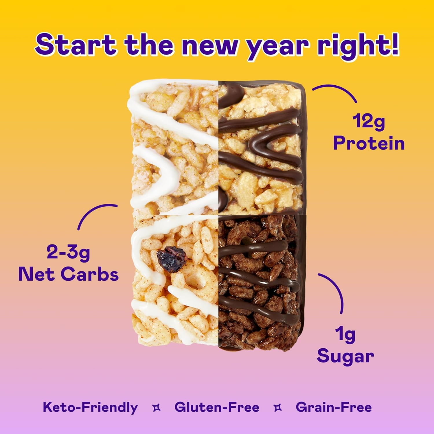 Magic Spoon Treats - 8 High Protein Bars: 2 Marshmallow, 2 Chocolate Peanut Butter, 2 Blueberry Muffin, 2 Double Chocolate - High Protein Gluten & Gluten Free Snack - Sugar Free Protein Cereal Bar