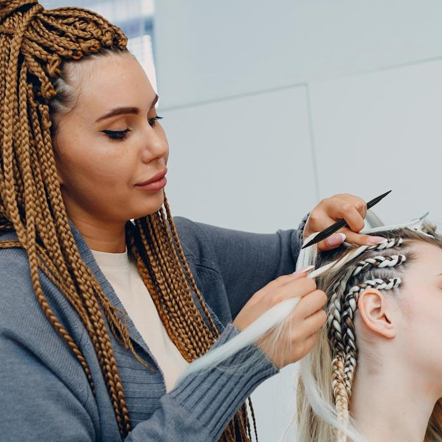 Dreadlocks Crochet Hook Hair Braiding Tool Double-Ended Hair Styling Tool for Braids and Locs Black