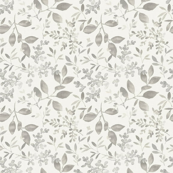 3122-11100 Tinker Grey Woodland Botanical Wallpaper with Painted Leafy Branches in Grey Slate Off White Colors Farmhouse Style Prepasted Acrylic Coated Paper