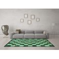 thumbnail image 3 of Ahgly Company Machine Washable Indoor Round Checkered Turquoise Blue Modern Area Rugs, 3' Round, 3 of 4