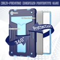 thumbnail image 4 of SaniMore Case for Lenovo Tab M10 Plus 3rd Gen 10.6 inch 2022 TB-125F/128F, Shockproof Silicone Backplane Rugged PCRotating Stand Pen Holder Anti-drop Heavy Duty Protective Cover, Navy+Blue, 4 of 5