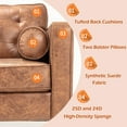 thumbnail image 3 of YODOLLA 3-Seat 84.2" Upholstered Sofa with Bolster Pillows, Brown Suede, 3 of 8