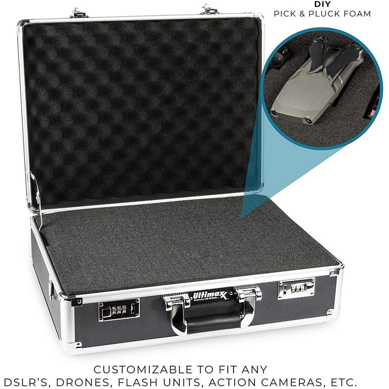 Professional Medium Aluminum Hard Case with Pre-Cut Foam—for
