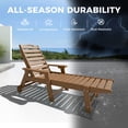 thumbnail image 5 of Wood Look HDPE Outdoor Chaise Lounge Chair, Rolling Pool Lounger, Aqua, 5 of 7