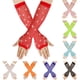 thumbnail image 3 of Xiao Hua Guantes de red sin dedos para mujer, largos, de malla, con mangas de red, estilo años 80, para disfraz de Halloween, color blanco, 3 of 5