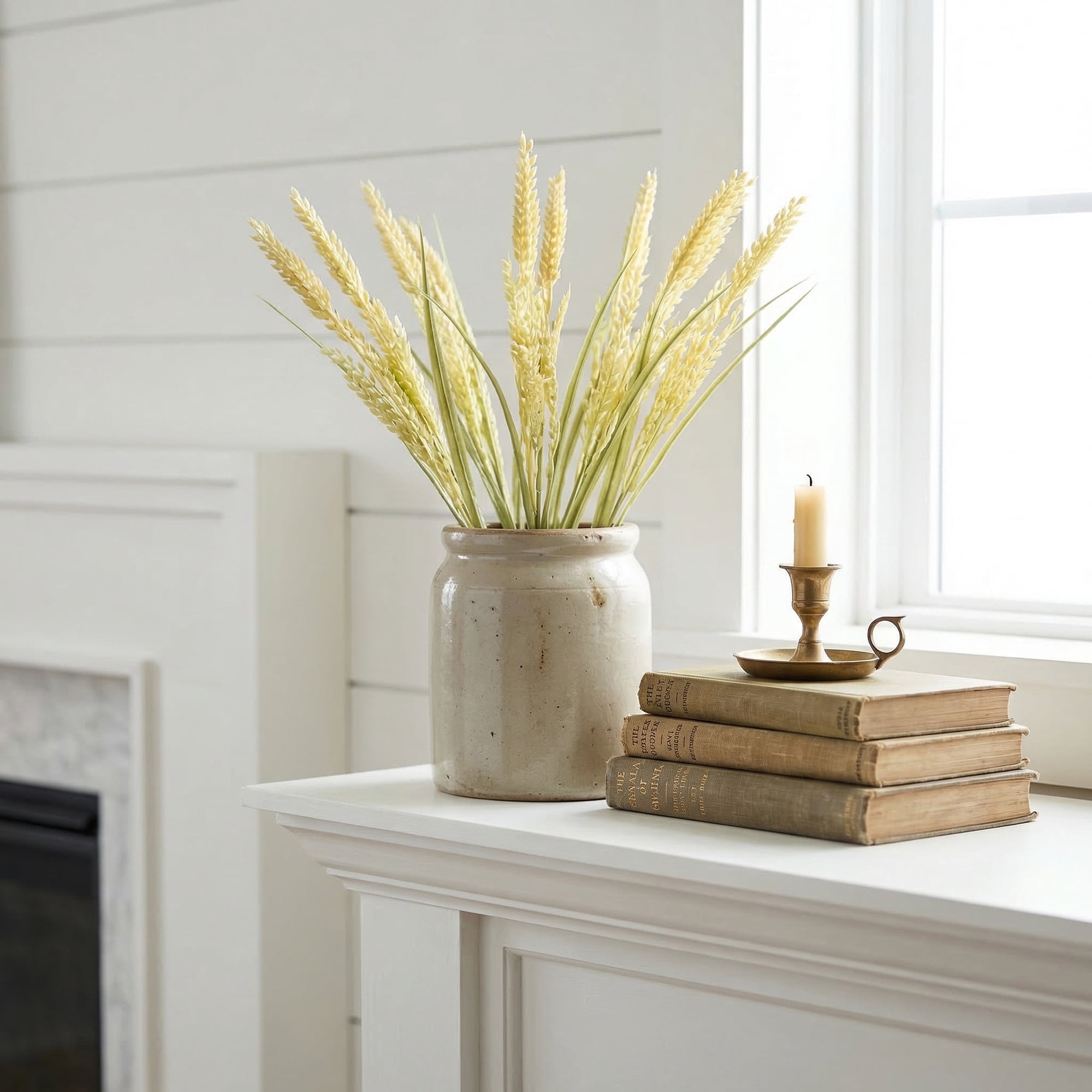 Unique Bargains 5pcs Artificial Wheat Stems Milky White 15.7"
