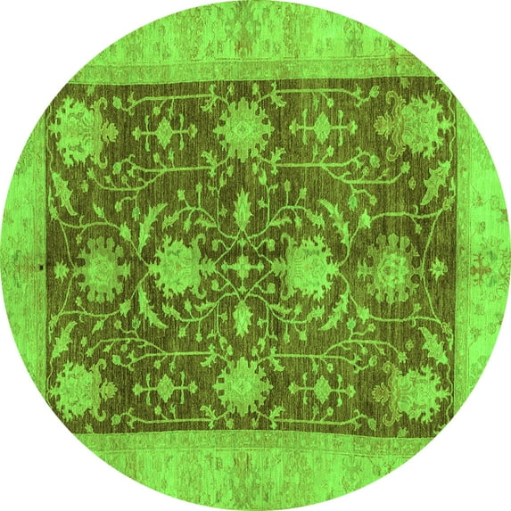 Ahgly Company Indoor Round Abstract Green Modern Area Rugs, 6' Round