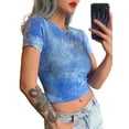 thumbnail image 3 of Seyurigaoka Women Juniors Round Collar T-shirt, Printing Midriff-baring Tops Base Shirt, 3 of 7