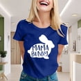 thumbnail image 2 of Women's Easter T-Shirt Rabbit Pattern Fun Letter Print Shirt Short Sleeve Top Blue XXL, 2 of 5