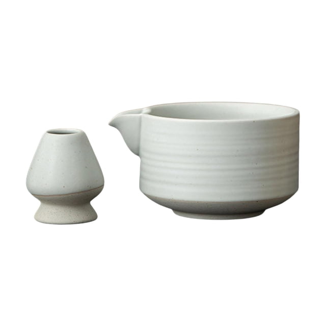 DOLITY Matcha Bowl and Whisk Rest Fashion Tea Utensils for Desktop Tea Room Kitchen White