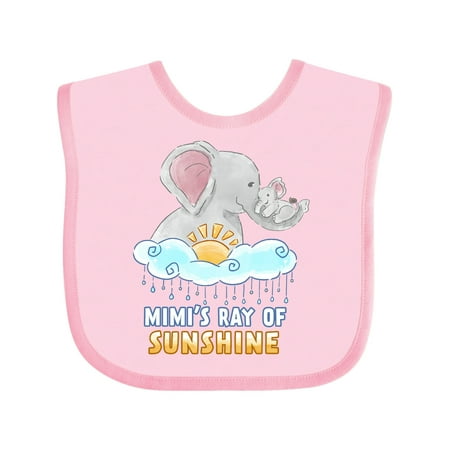 

Inktastic Mimi s Ray of Sunshine Cute Elephants Rainclouds and Sun Gift Baby Boy or Baby Girl Bib