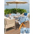 thumbnail image 4 of Outdoor Tablecloth with Umbrella Hole and Zipper, Blue Ombre Christmas Rectangle Table Cloth 52x70 Inch Waterproof Tablecloth, Snowman Xmas Tree Balls Snowflake Picnic Table Cover for Patio Camping, 4 of 7