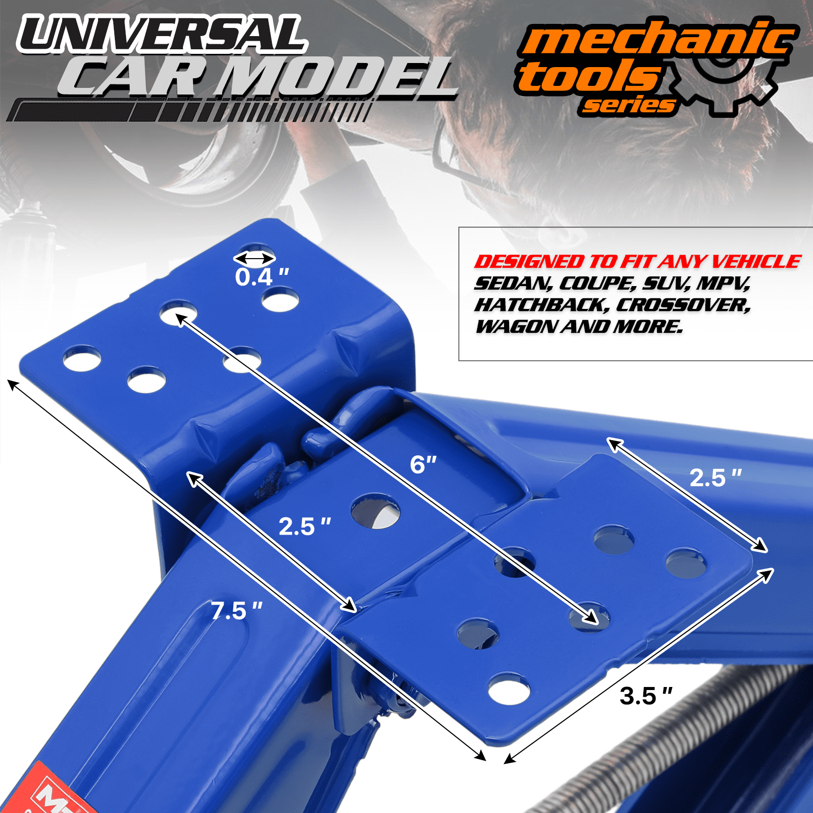 M-AUTO 2.5 Ton Scissor Jack Set of 4, 5000lbs Heavy Duty Car Jack Kit for Changing Tires Tools, Stabilizer Leveling Scissor Jacks with Handle, Blue