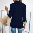 thumbnail image 4 of Women's Fashion Casual Slim Fit Blazer - Three-Quarter Rolled Sleeve, Button Front, Navy Blue, XXXL, 4 of 4