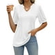 thumbnail image 1 of Blusa YLIRJ White Fashion de manga corta con cuello en V para mujer, 1 of 6