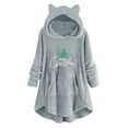 thumbnail image 2 of Kiplyki Autumn Sweatshirts Woman's Christmas Printing Plush Buttons Long Sleeved Hooded Plush Coat Top, 2 of 5
