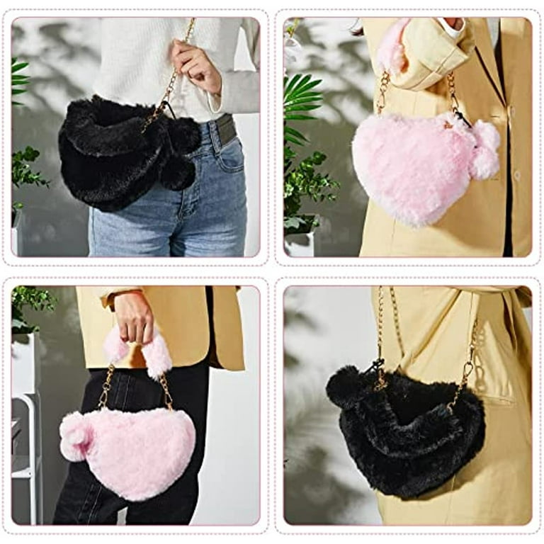 2pcs Women Soft Small Shoulder Bag Heart-shaped Clutch Purse(White) 