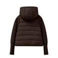 thumbnail image 7 of Women's Oversized Quilted Coats, Knit Sleeve Patchwork Jackets Thick Warm Cotton Padded Jacket Winter Outwear Coat with Pockets Brown L, 7 of 7