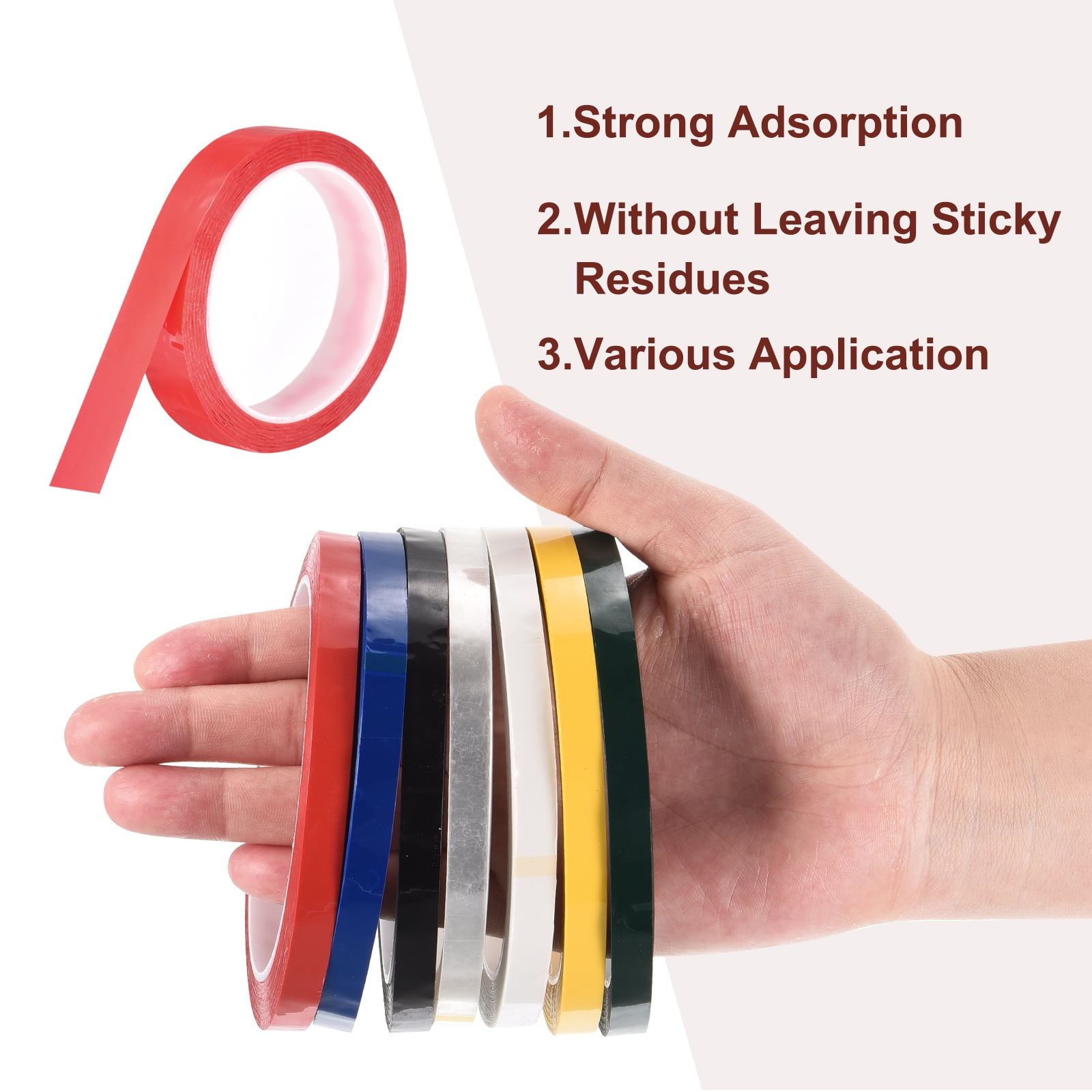Uxcell 6 Rolls Whiteboard Tape Graphic Chart Tape 20mm 54.7 Yard Art Tape Thin Self-Adhesive Pinstripe Tape Masking Tape, Red