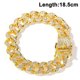 thumbnail image 1 of Cadena para hombres, 18,5 mm, chapado en oro/platino, acabado en oro blanco, cadena de eslabones de diamantes, gargantilla de Miami, pulsera, 1 of 8