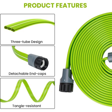 Sprinkler Soaker Hose 50FT with Holes, Garden Watering Hose with Stakes, Drip Hose Sprinkler, Efficient Saving Water for Lawn Garden and Yard, Leakproof