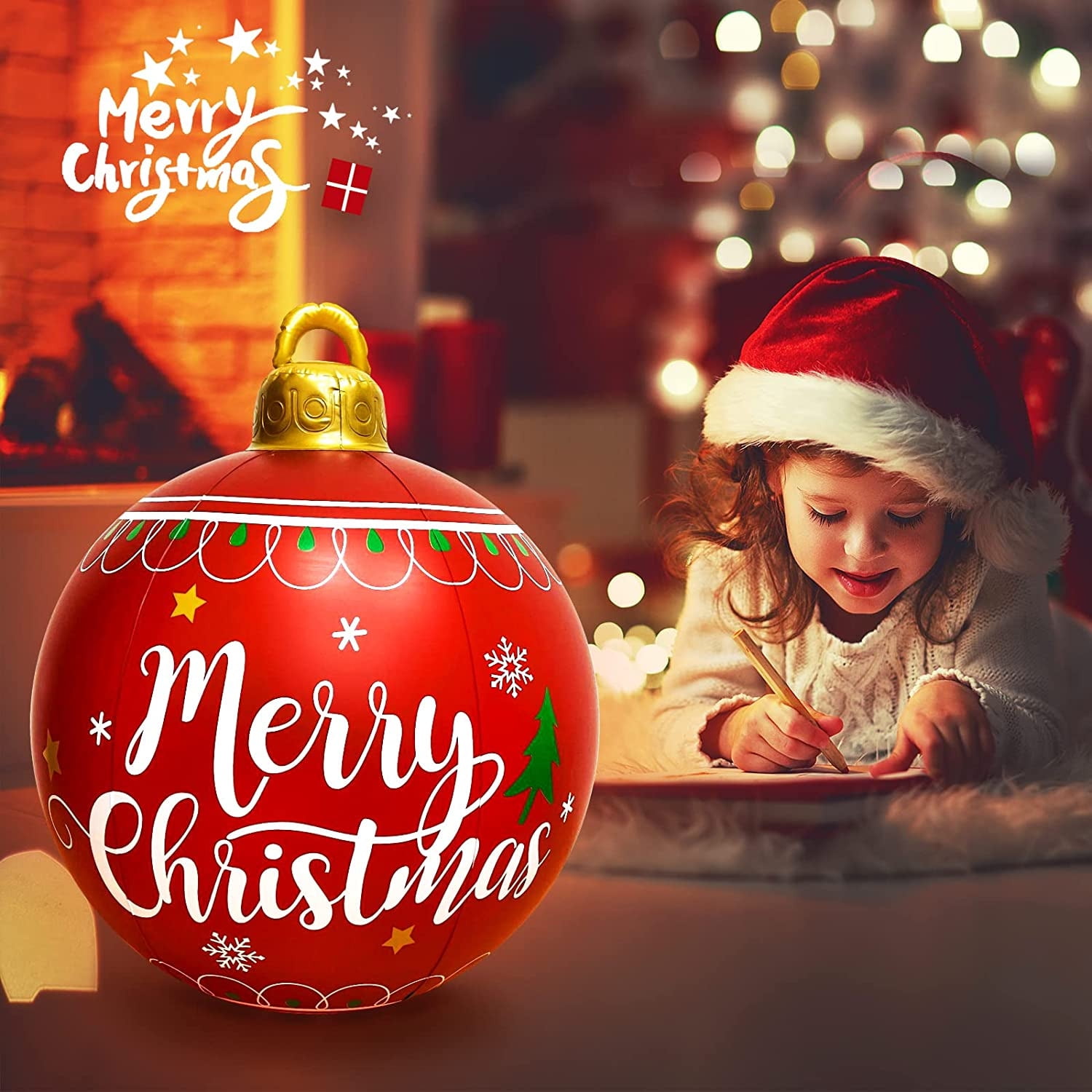 Christmas Inflatables Ornament Ball, 24" Oversize Large PVC Outdoor