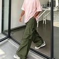 thumbnail image 2 of Men Wide Leg Cargo Jogger Pants Multi Storage Pockets Breathable Sports Workout Pants S-XXL, 2 of 8