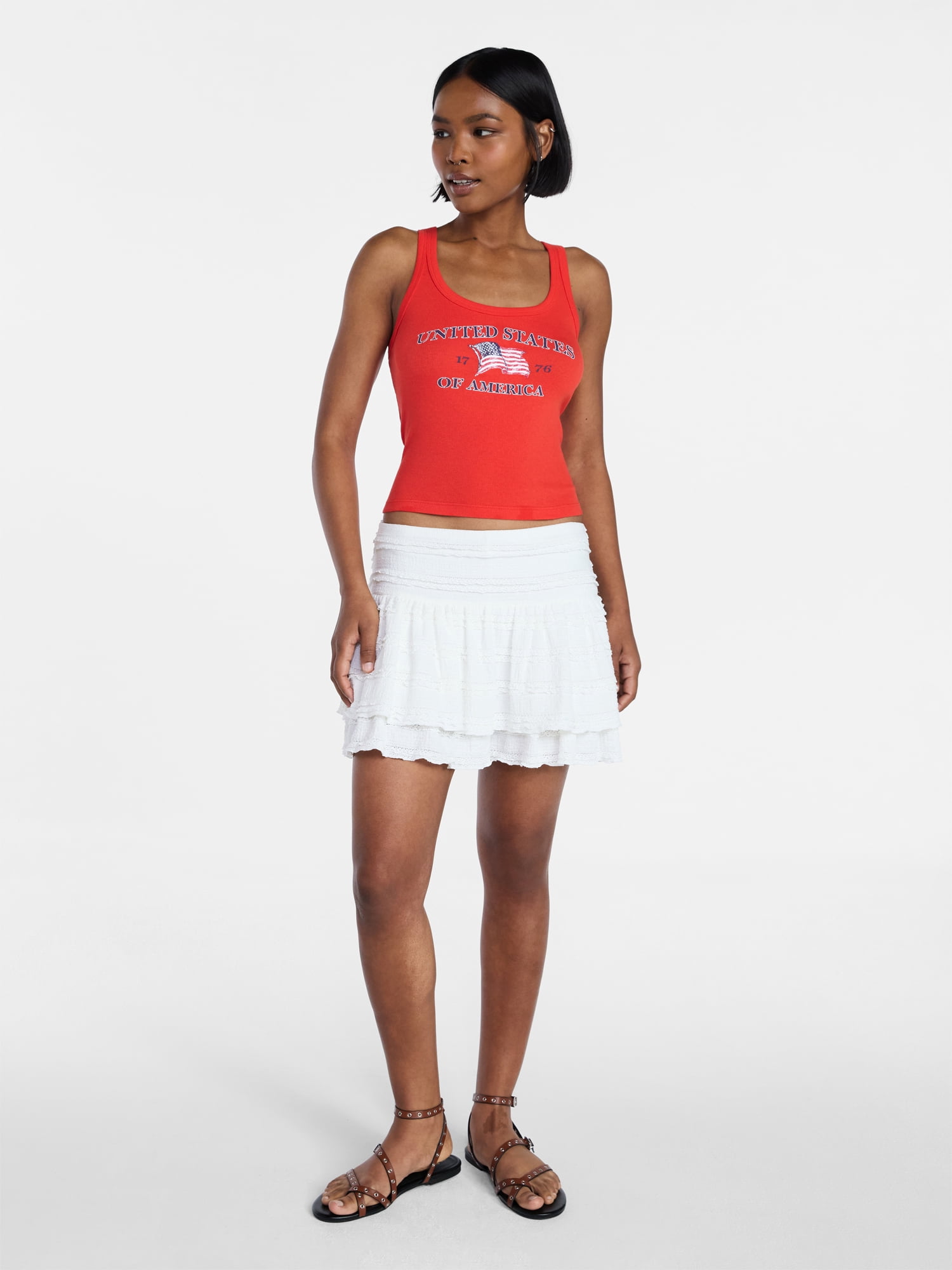 No Boundaries Americana Graphic Tank Top, Women's XXS-XXL