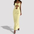 thumbnail image 3 of Bathing Suit Cover Up Beach Clothes for Women Swimwear Cover Ups Women's Knit Dress Front Long Beach Clubwear Solid Color Backless Cut Outs, 3 of 6