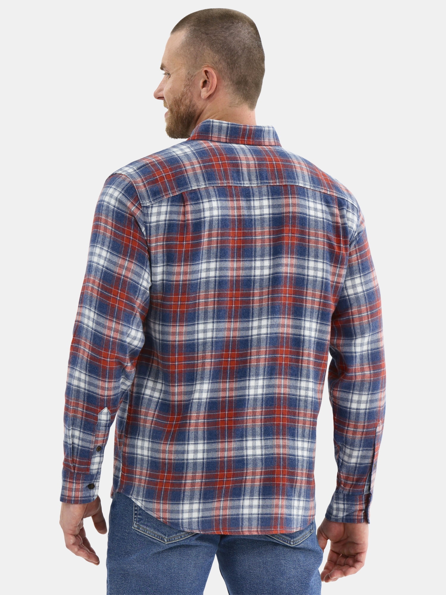 George Men's & Big Men's Relaxed Fit Double Pocket Flannel Shirt, Sizes XS-3XLT