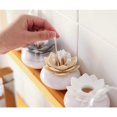 thumbnail image 2 of 3 Pack Lotus Cotton Swab Holder,Cotton Bud Small Q-Tips Toothpicks Brushes Holder Box Case Storage Organizer Jar with Clear Lid Dustproof Cover Green Grey Beige, 2 of 12