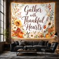 thumbnail image 6 of Gather with Thankful Hearts Among Pumpkins, Cozy Illustration for Seasonal Decor Fans, Harvest Art, Thanksgiving Hostess Gift, Tapestry Wall Hanging for Living Room and Den, 6 of 7