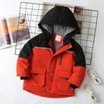 thumbnail image 3 of Gibobby Chamarra de manga larga para bebéNiños Niñas Manga Larga Invierno Cálido Outwear Patchwork Color Chaqueta Abrigo Al Libre(Rojo, 6-7 Años), 3 of 4