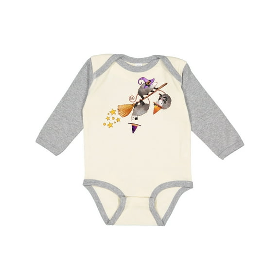 Inktastic Halloween Opossums on Broom Boys or Girls Long Sleeve Baby Bodysuit