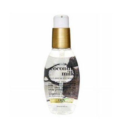 OGX Anti-Breakage Serum Nourishing Coconut Milk, (1) 4 Ounce Pump Bottle, Paraben Free, Sulfate Free, Sustainable Ingred