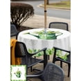 thumbnail image 4 of St Patrick's Day Outdoor Tablecloth - 60x60 Inch Square Dining Table Cover, Watercolor Shamrock Leaves Watering Can Green Waterproof Outdoor Table Cloth with Umbrella Hole & Zipper for Picnic/Patio, 4 of 7