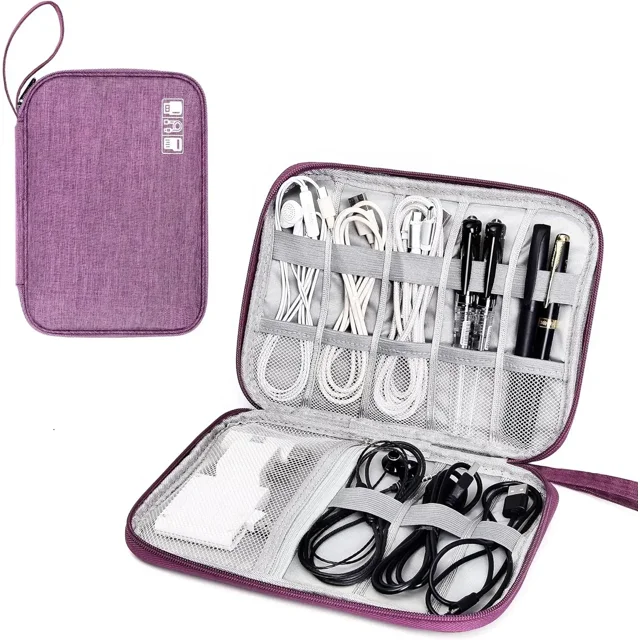 Travel Electronic Organizer Bag, Portable Cable Storage Pouch for Hard Drive Chargers and Small Accessories