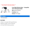 thumbnail image 2 of Front Right Window Motor - Compatible with 1993 Mazda B2600, 2 of 2