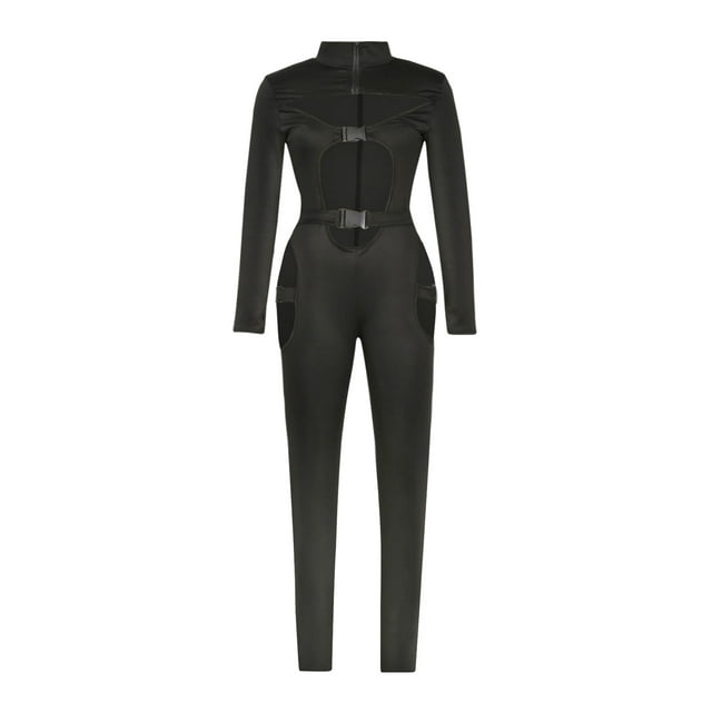 xiaxaixu Combinaison Aguichant pour Femmes, Couleur Unie Col Roulé Manches Longues