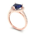 thumbnail image 2 of Halo Engagement Ring for Women - 2.285ct Simulated Blue Sapphire in 14K Rose Gold Promise Ring, 2 of 6